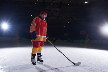 Image showing teen girl  ice hockey player portrait