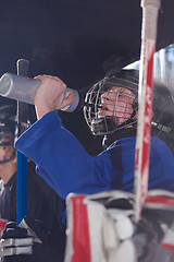 Image showing ice hockey players on bench