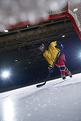 Image showing teen ice hockey player in action