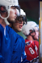 Image showing ice hockey players on bench