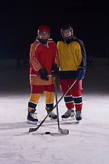 Image showing teen girls ice hockey players portrait