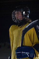 Image showing teen girl  ice hockey player portrait