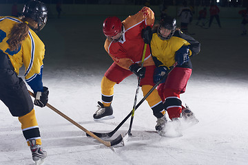 Image showing teen ice hockey sport  players in action