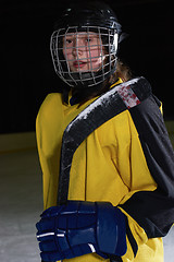 Image showing teen girl  ice hockey player portrait