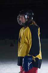 Image showing teen girl  ice hockey player portrait