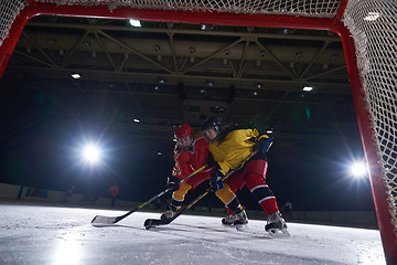 Image showing teen ice hockey sport  players in action