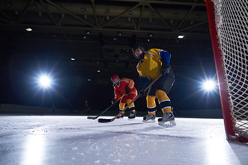 Image showing teen ice hockey sport  players in action