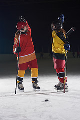 Image showing teen girls ice hockey players portrait