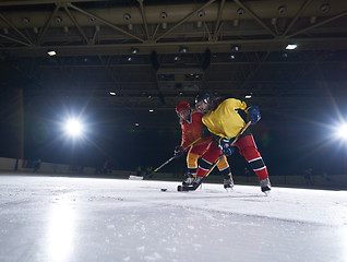 Image showing teen ice hockey sport  players in action