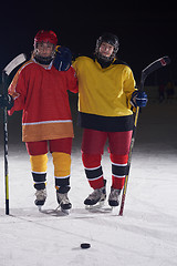 Image showing teen girls ice hockey players portrait