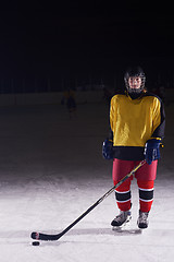 Image showing teen girl  ice hockey player portrait