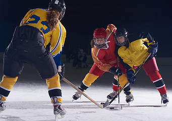 Image showing teen ice hockey sport  players in action