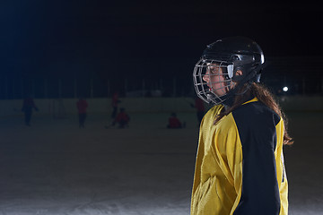 Image showing teen girl  ice hockey player portrait