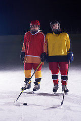 Image showing teen girls ice hockey players portrait