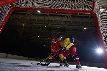 Image showing teen ice hockey sport  players in action