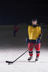 Image showing girl children ice hockey player portrait