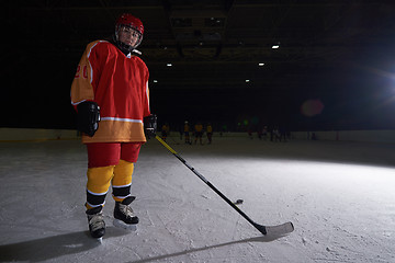 Image showing teen girl  ice hockey player portrait
