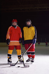 Image showing teen girls ice hockey players portrait