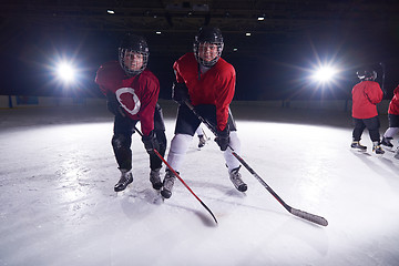 Image showing happy children gropu  hockey team sport players