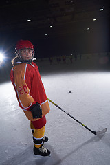 Image showing teen girl  ice hockey player portrait