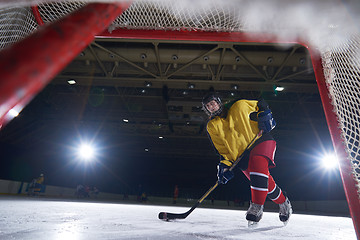 Image showing teen ice hockey player in action