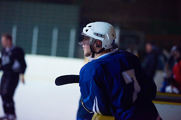 Image showing ice hockey players on bench