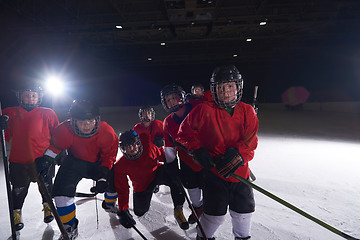 Image showing happy children gropu  hockey team sport players