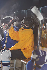 Image showing ice hockey players on bench