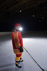 Image showing teen girl  ice hockey player portrait