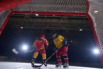 Image showing teen ice hockey sport  players in action