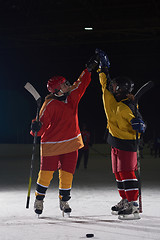 Image showing teen girls ice hockey players portrait