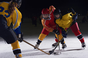 Image showing teen ice hockey sport  players in action