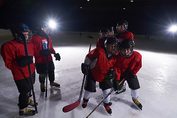 Image showing happy children gropu  hockey team sport players