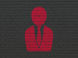 Image showing Marketing concept: Business Man on wall background