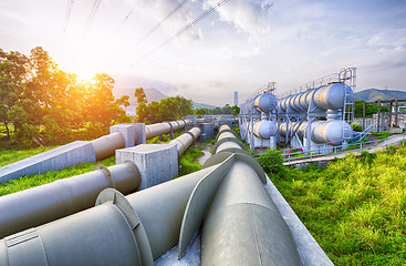 Image showing Glow light of petrochemical industry water tank