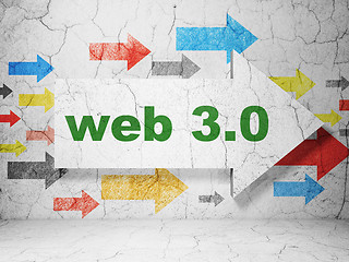 Image showing Web development concept: arrow with Web 3.0 on grunge wall background