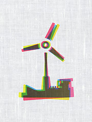 Image showing Industry concept: Windmill on fabric texture background