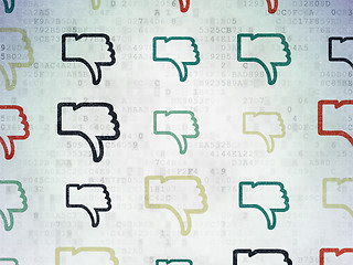 Image showing Social media concept: Thumb Down icons on Digital Paper background