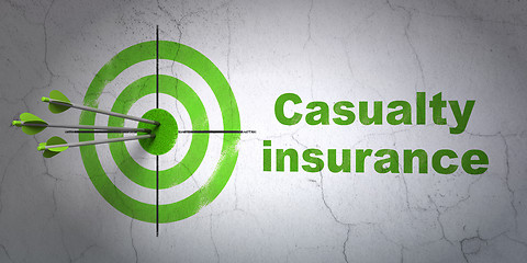 Image showing Insurance concept: target and Casualty Insurance on wall background