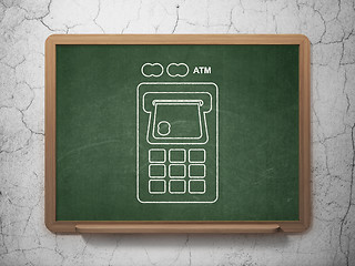 Image showing Banking concept: ATM Machine on chalkboard background