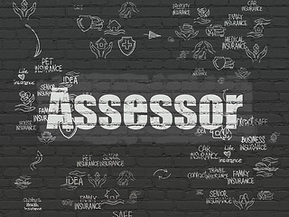 Image showing Insurance concept: Assessor on wall background