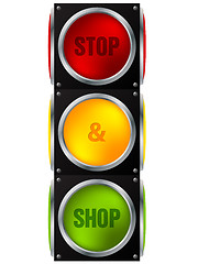 Image showing Advertisement stop and shop traffic light