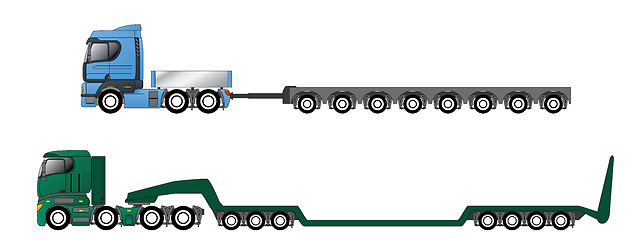 Image showing Trucks with oversize and overweight trailers