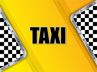 Image showing Abstract taxi advertising background with tire tread and metalli