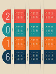 Image showing New calendar with color ribbons for year 2016