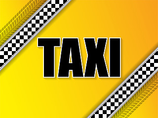 Image showing Taxi company advertising with tire tread and metallic elements