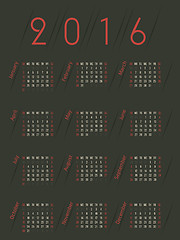 Image showing Simplistic retro colored 2016 calendar
