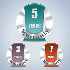 Image showing Seven five and three year warranty badges