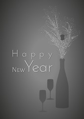 Image showing happy new year and glasses with bottle