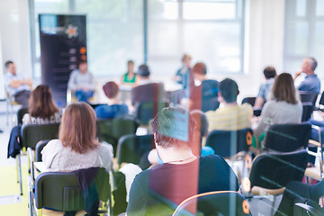 Image showing Round table discussion at Business convention.